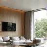 Hidden integrated smart device in modern Dutch living room