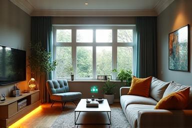 Illustration of energy automation controls in a modern Dutch home