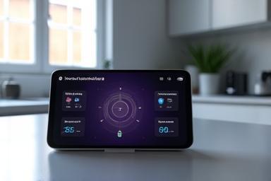 Voice and app integration dashboard in a smart Amsterdam apartment